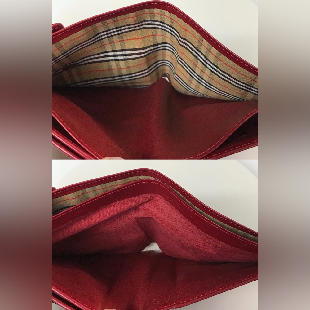 BURBERRY Red Nova Check Leather Bifold Wallet ❤️‍🔥 - Picture 7 of 17